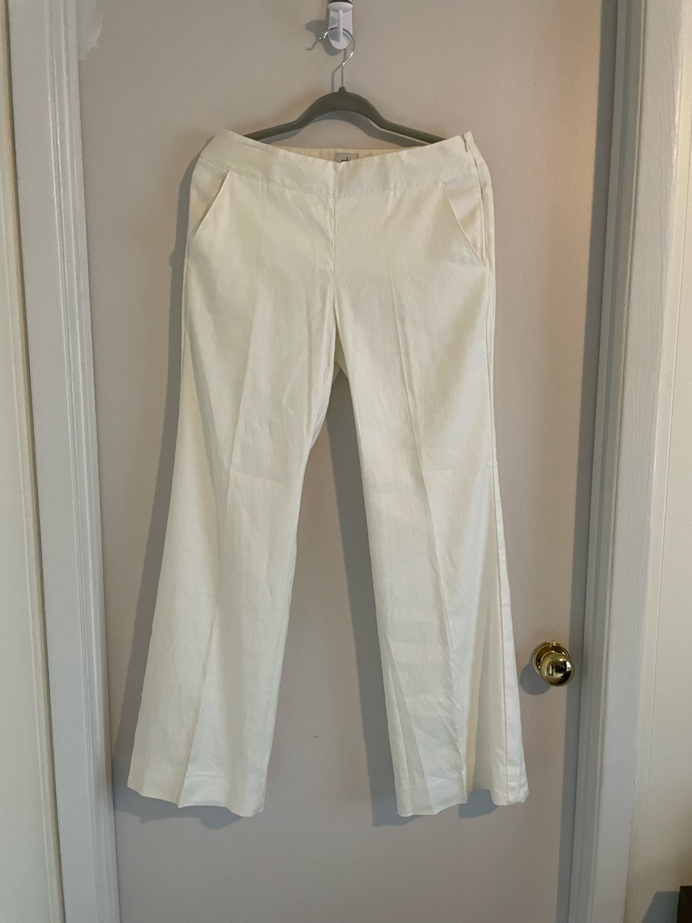 Cabi Ivory Linen-Blend Trousers, Size 6 (347)